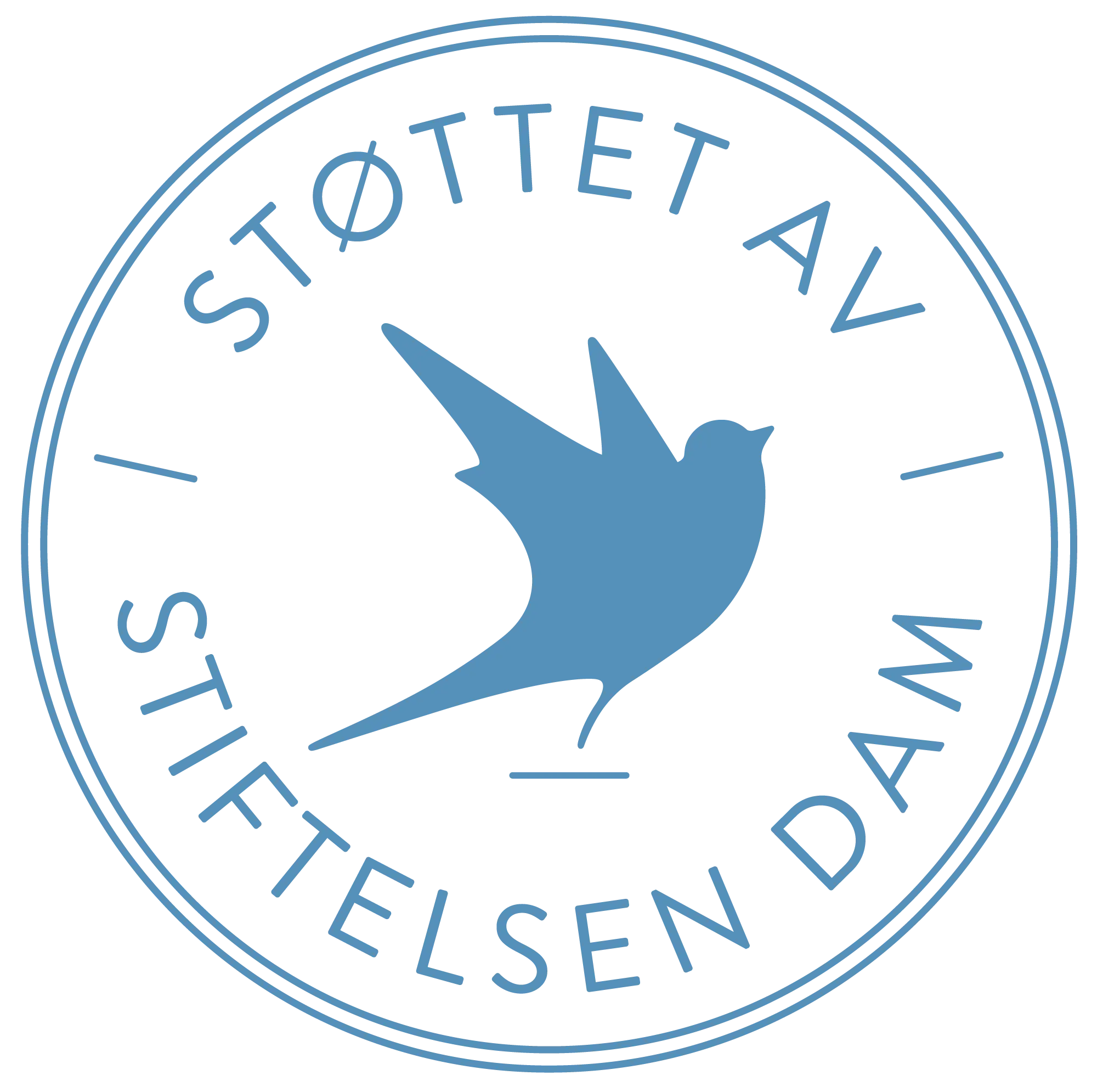 Logo: Støttet av Stiftelsen Dam.
